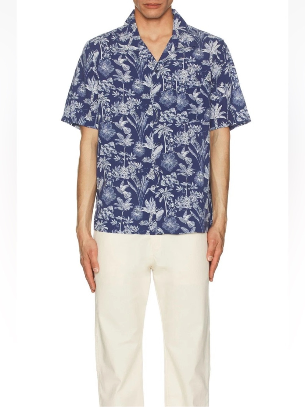 NWT ONIA Size M VISCOSE VACATION SHIRT IN TRUE NAVY Beach Hawaiian $245